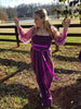 Purple Fantasy Gown with fringed shrug