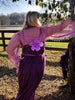 Purple Fantasy Gown with fringed shrug